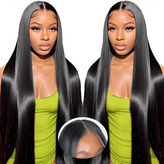 5x6 Wear And Go Glueless Wig for Beginners, Straight Lace Front Glueless Wigs Human Hair Pre Plucked Pre Cut, 15A Hd Lace Closure Wigs Human Hair