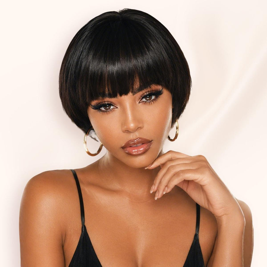 Beluck Short Pixie Cut Wig With Bangs 2x4 Lace Glueless Straight Human Hair
