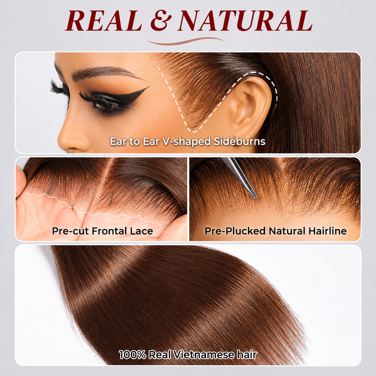 Beluck 6x6 Lace Closure Chocolate Brown Body Wave/straight  Rich Cocoa Color Glossy Waves Human Hair Wig