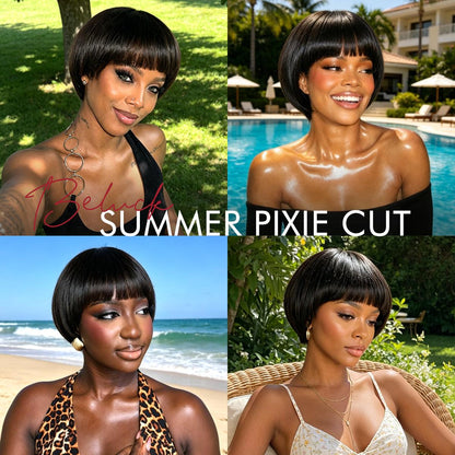 Beluck Pixie Cut Wig 2X4 Lace Glueless Wigs Straight Human Hair Wig Ready To Go Short Pixie Wigs Human Hair Wigs For Women Natural Black Straight Bob Wigs Beginner Friendly Summer Hairstyles Budget Friendly Wig Beach Essentials#Summervibes