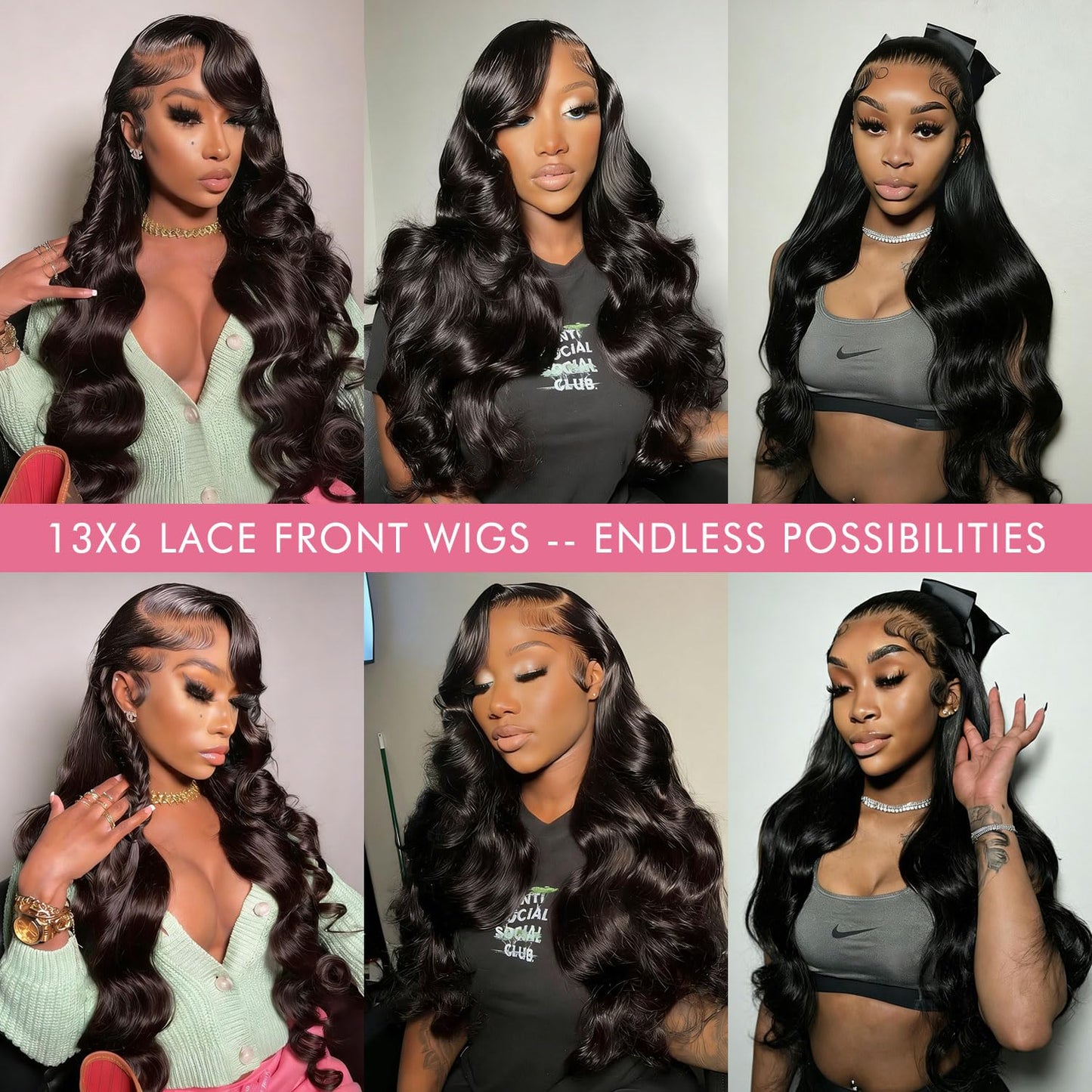 Glueless 13x6 Lace Front Wigs Human Hair 220% Density Body Wave Human Hair
