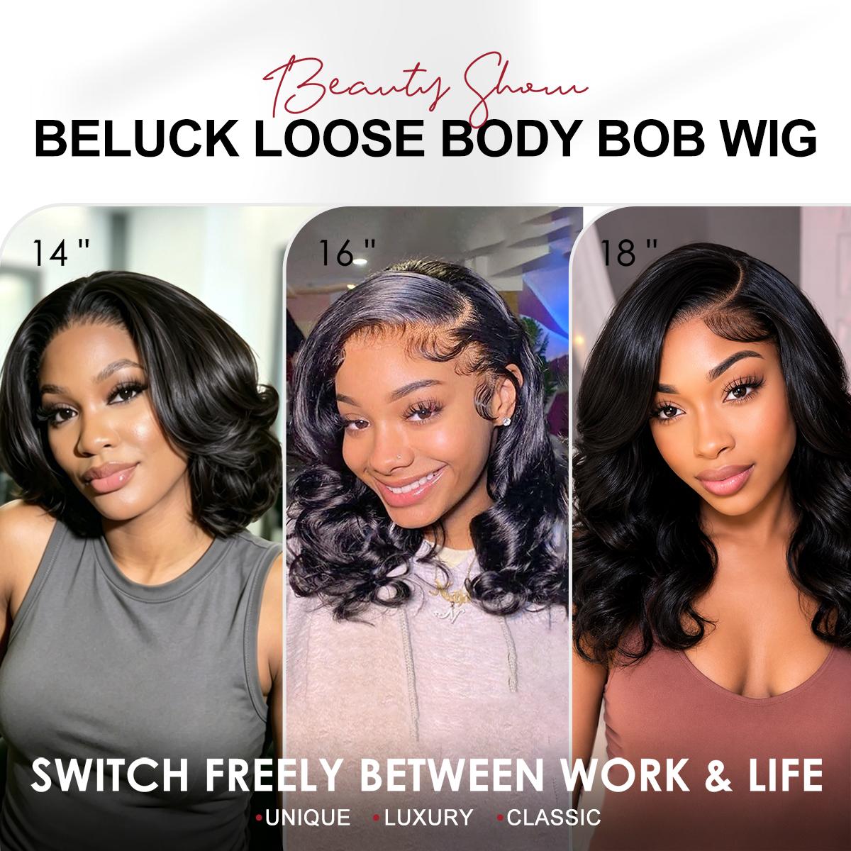 Beluck Hair 250% Loose Body Bob Wig Full End Wear And Go Glueless Wig Pre Cut Bob Body Wave 6x6/2x4 Short Bob Wig Pre Cut Hd Lace Ear-To-Ear With Invisible Drawstring Wig 4/27 99J Natural Black Pre Plucked Human Hair Wigs #SummerVibes Glueless Frontal Wig