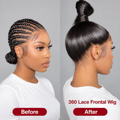 Beluck Glueless Straight 360 Lace Front Wig Human Hair HD Lace Invisible Strap Pre Plucked Face Framing For High Bun Salon Updo（副本）