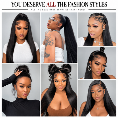 Beluck Glueless Straight 360 Lace Front Wig Human Hair HD Lace Invisible Strap Pre Plucked Face Framing For High Bun Salon Updo（副本）