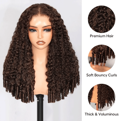 Beluck Chocolate Brown Burmese Curly 13x6 HD Lace Front Wig 220% Density Drawstring Human Hair