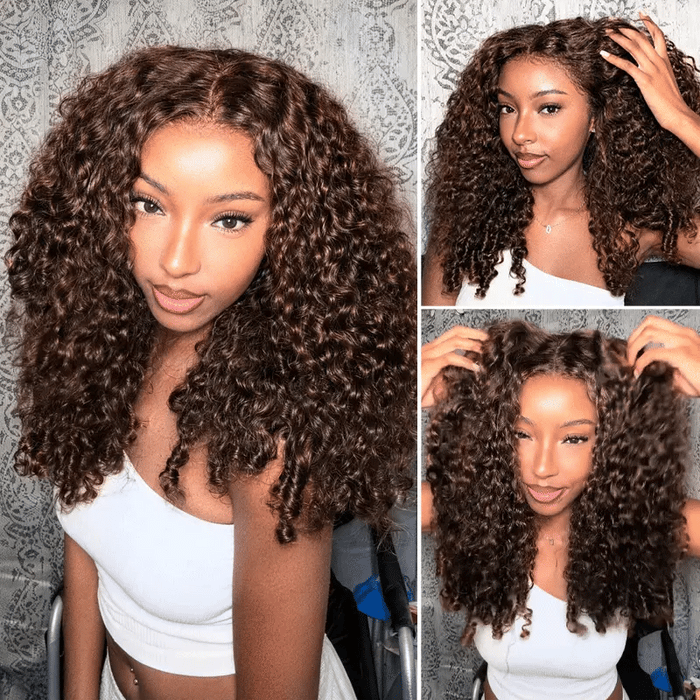 Beluck Chocolate Brown Burmese Curly 13x6 HD Lace Front Wig 220% Density Drawstring Human Hair