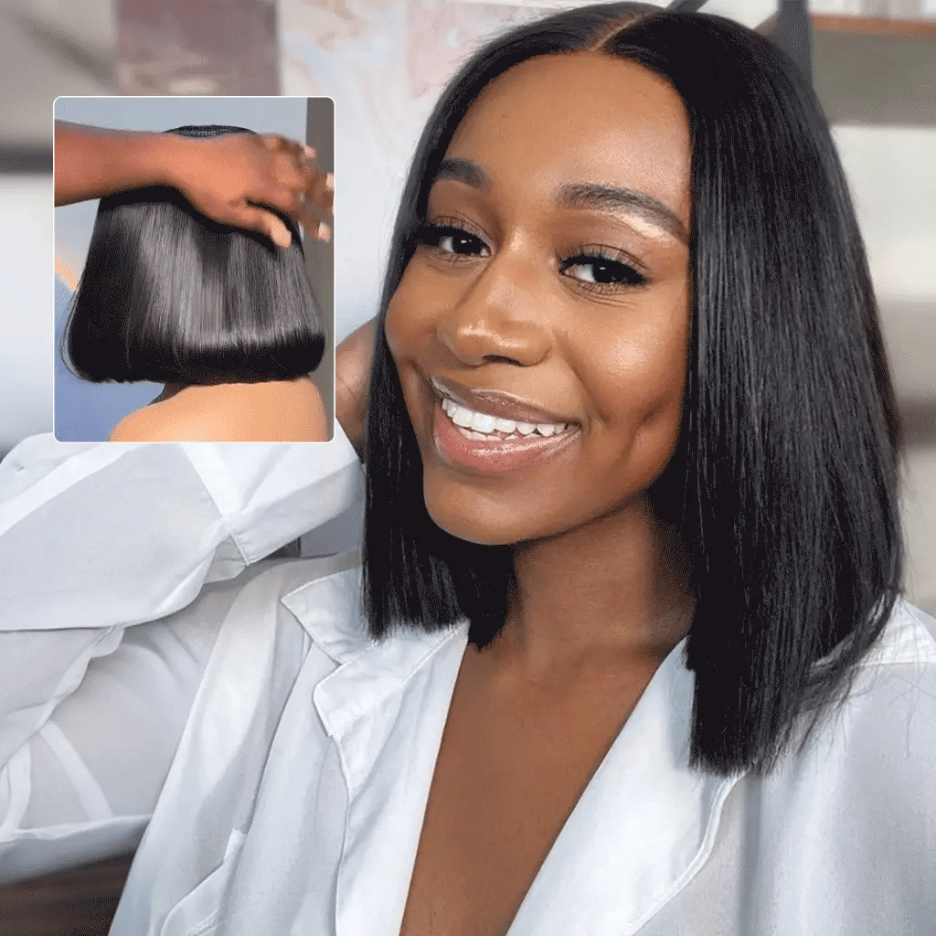 Super Double Drawn Straight Bob Wig 13x6 HD Lace Front Human Hair