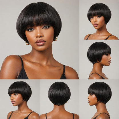 Beluck Pixie Cut Wig 2X4 Lace Glueless Wigs Straight Human Hair Wig Ready To Go Short Pixie Wigs Human Hair Wigs For Women Natural Black Straight Bob Wigs Beginner Friendly Summer Hairstyles Budget Friendly Wig Beach Essentials#Summervibes