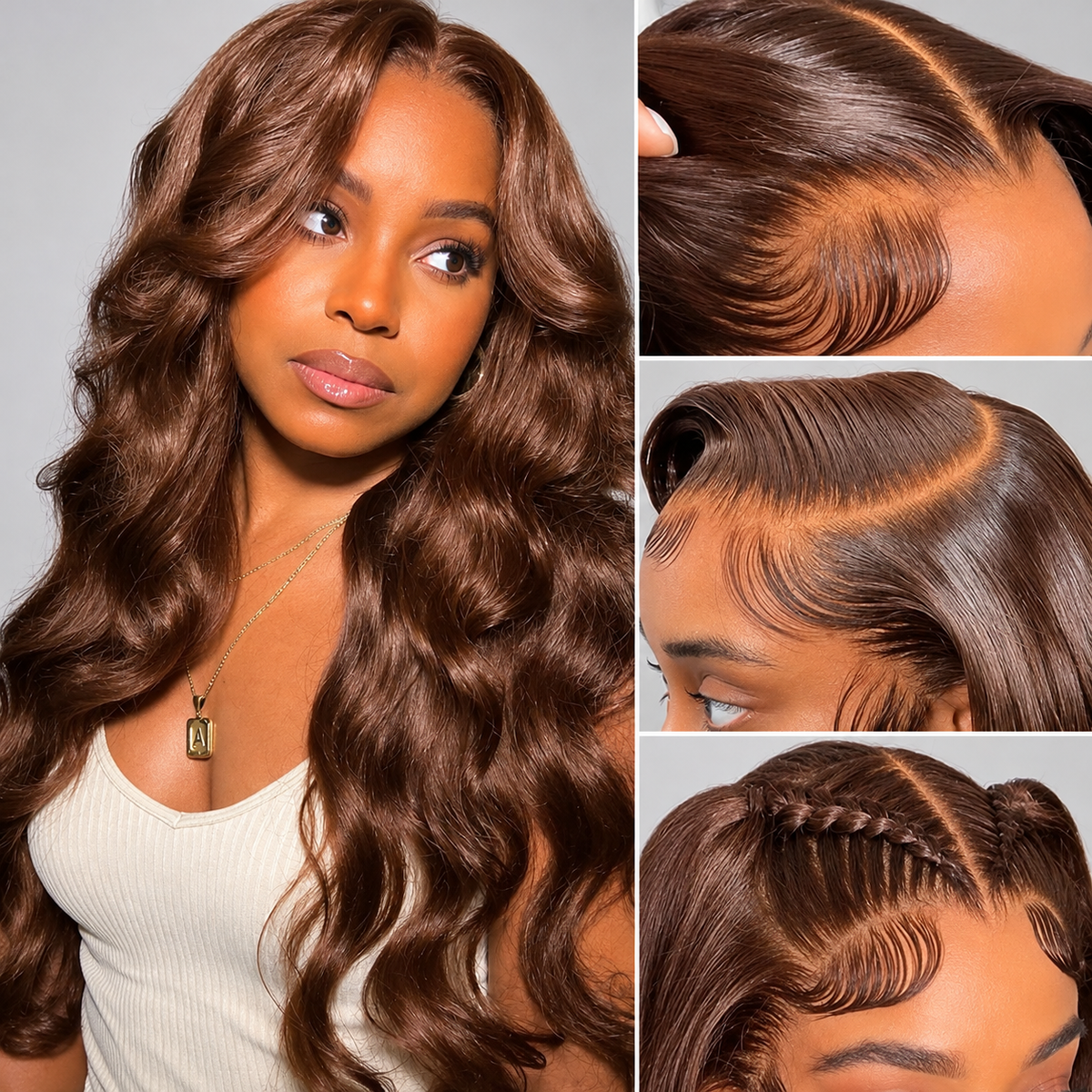 Beluck Chocolate Brown Loose Body Wave 13x6 Glueless Wig Face Framing Layers Human Hair
