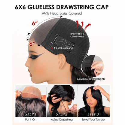 Beluck 6x6 Glueless HD Lace Closure P4/27 Honey Blonde Body Wave Ready to Wear Human Hair Wig