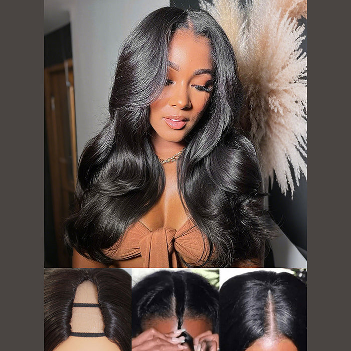 Beluck Body Wave U Part & V Part Wig Beginner Friendly Clip In Glueless 16-28 Inch Natural Black