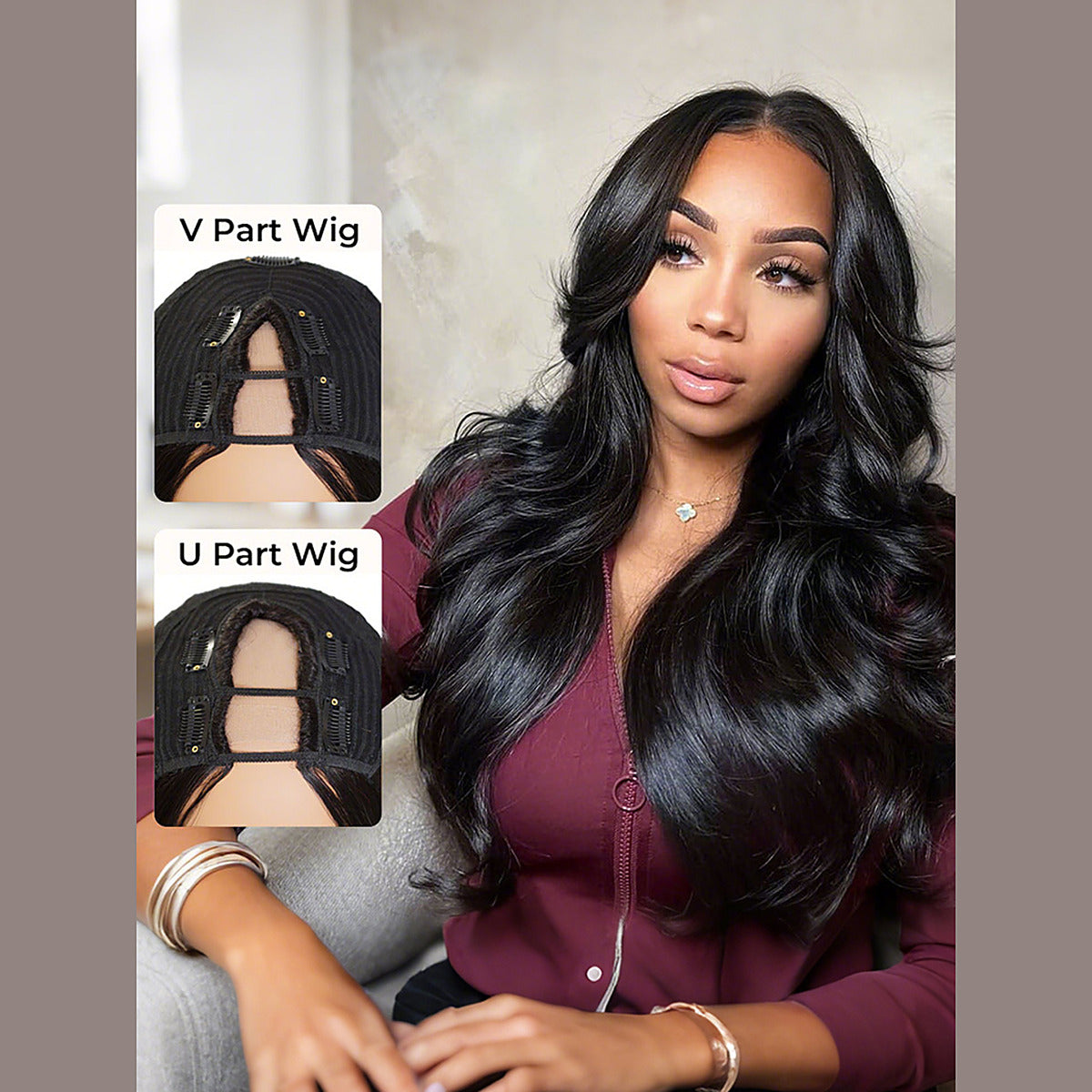 Beluck Body Wave U Part & V Part Wig Beginner Friendly Clip In Glueless 16-28 Inch Natural Black - 3