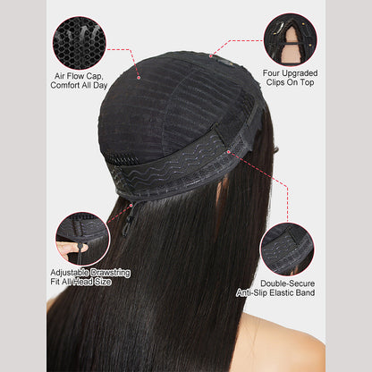 Beluck Body Wave U Part & V Part Wig Beginner Friendly Clip In Glueless 16-28 Inch Natural Black - 4