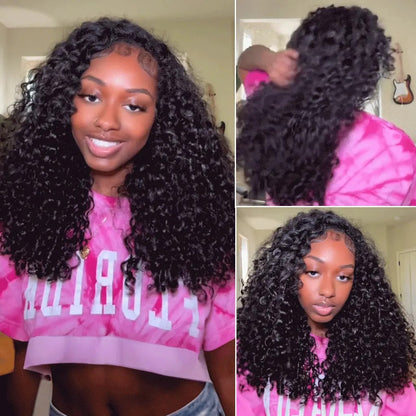 Beluck Bouncy Deep Curly Half Wig Flip Over 3 In 1 Glueless Quick Install 16-24 Inch Natural Black - 1