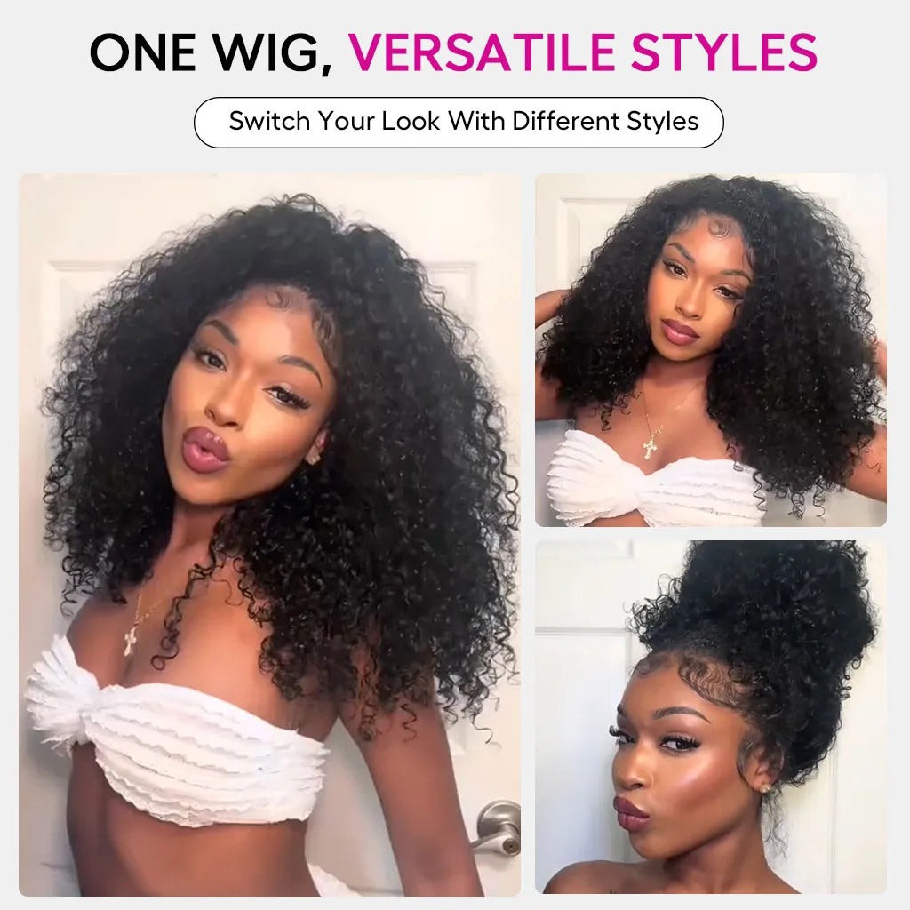 Beluck Bouncy Deep Curly Half Wig Flip Over 3 In 1 Glueless Quick Install 16-24 Inch Natural Black - 10