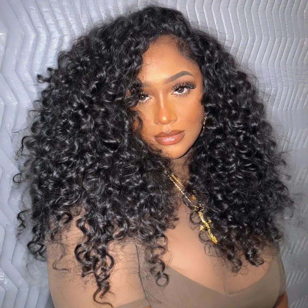 Beluck Bouncy Deep Curly Half Wig Flip Over 3 In 1 Glueless Quick Install 16-24 Inch Natural Black - 6