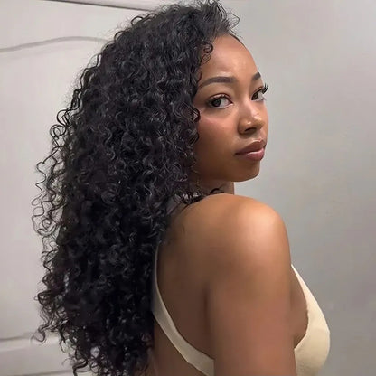 Beluck Bouncy Deep Curly Half Wig Flip Over 3 In 1 Glueless Quick Install 16-24 Inch Natural Black - 7