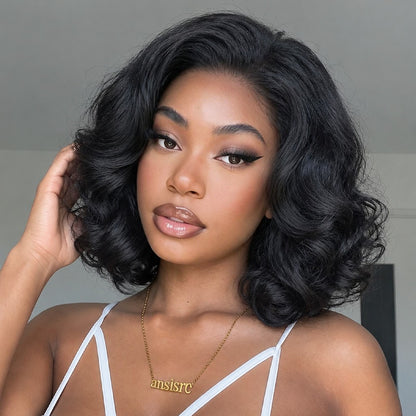 Beluck Bouncy Loose Wave Bob Half Wig Yaki Texture Blowout Style 3 In 1 12-14 Inch Natural Black - 2