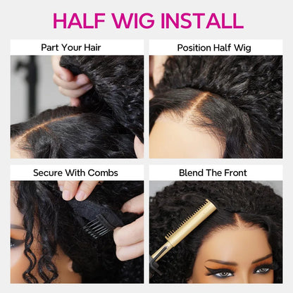 Beluck Bouncy Loose Wave Bob Half Wig Yaki Texture Blowout Style 3 In 1 12-14 Inch Natural Black - 9
