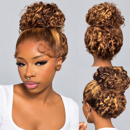 Deep Wave Highlight Ombre Invisi Strap 360 Skin Lace Glueless Human Hair Wig