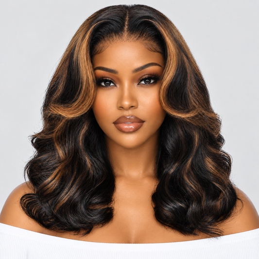 Beluck 6x6 Glueless Wigs Bob Loose Body Wave Lace Closure Wigs 1B/30 Color