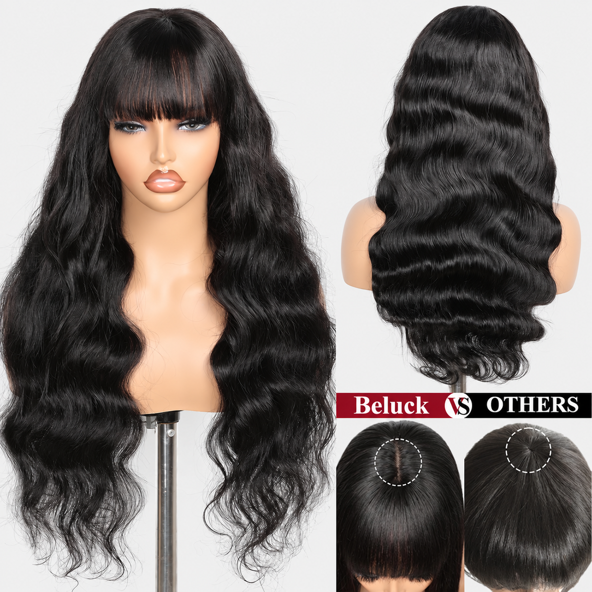 Beluck Body Wave Throw & Go Wig With Bangs Human Hair 2x4 Lace Front Wig