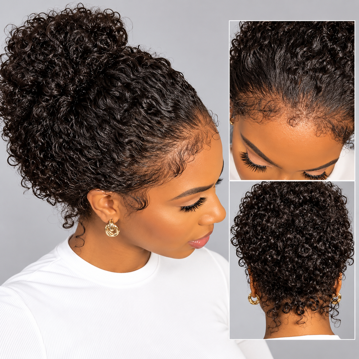 Kinky Curly 4C Edges Invisi Strap Laid-Flat 360 Transparent Lace Wig with Curly Baby Hair