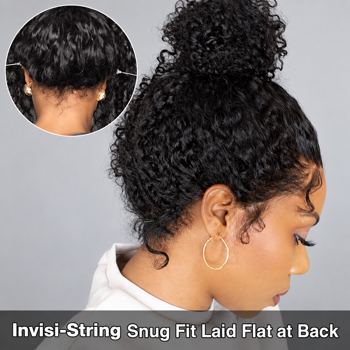 Kinky Curly 4C Edges Invisi Strap Laid-Flat 360 Transparent Lace Wig with Curly Baby Hair
