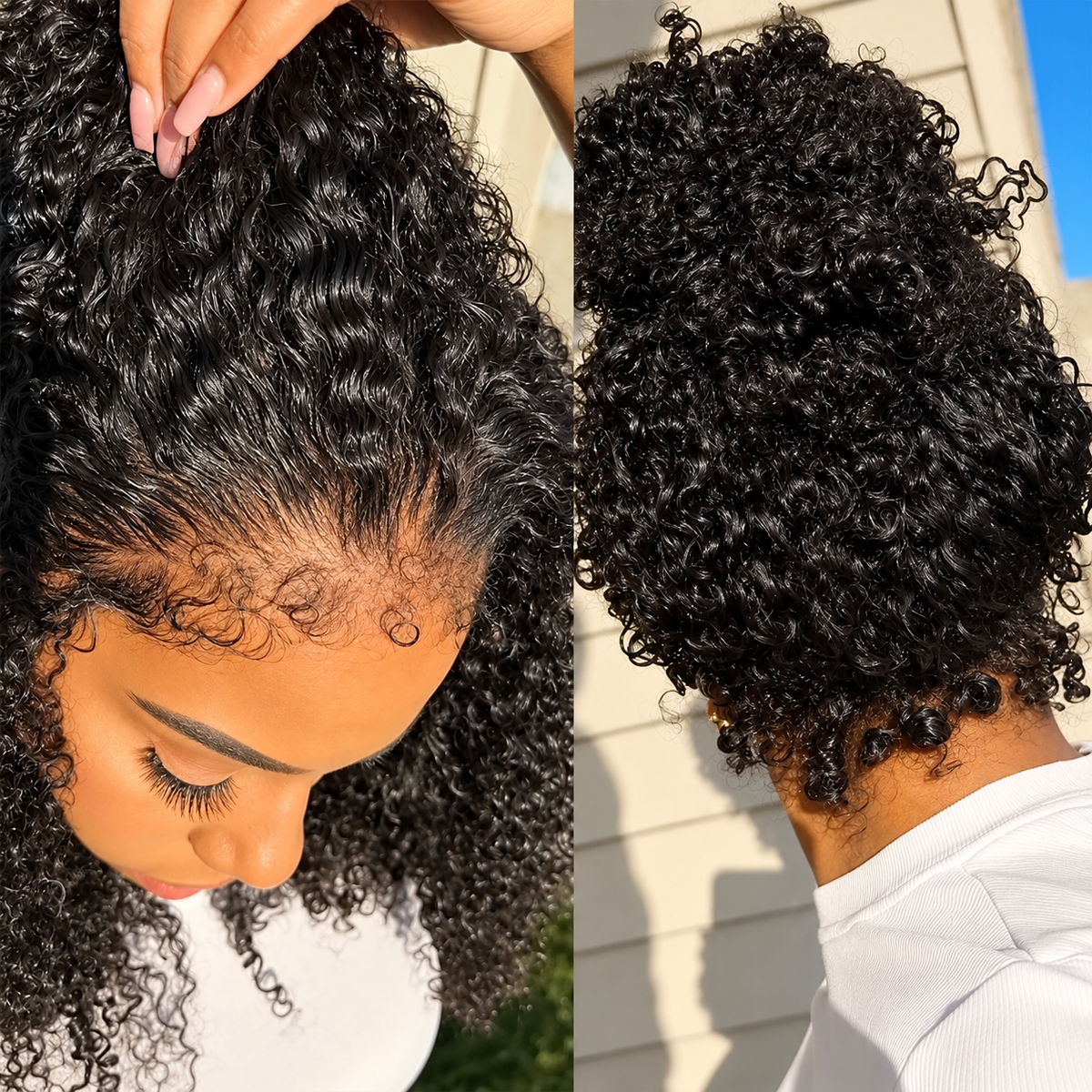 Kinky Curly 4C Edges Invisi Strap Laid-Flat 360 Transparent Lace Wig with Curly Baby Hair