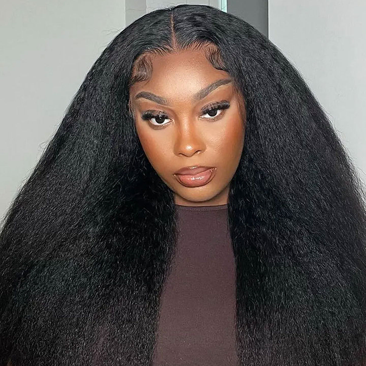 Beluck Kinky Straight V Part Wig Pull Go Glueless 16-28 Inch Natural Black - 1