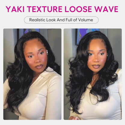 Beluck Pre-Layered Yaki Body Wave Half Wig Flip Over Glueless Drawstring Cap 16-28 Inch Natural Black - 11