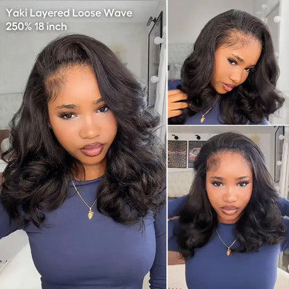 Beluck Pre-Layered Yaki Body Wave Half Wig Flip Over Glueless Drawstring Cap 16-28 Inch Natural Black - 6