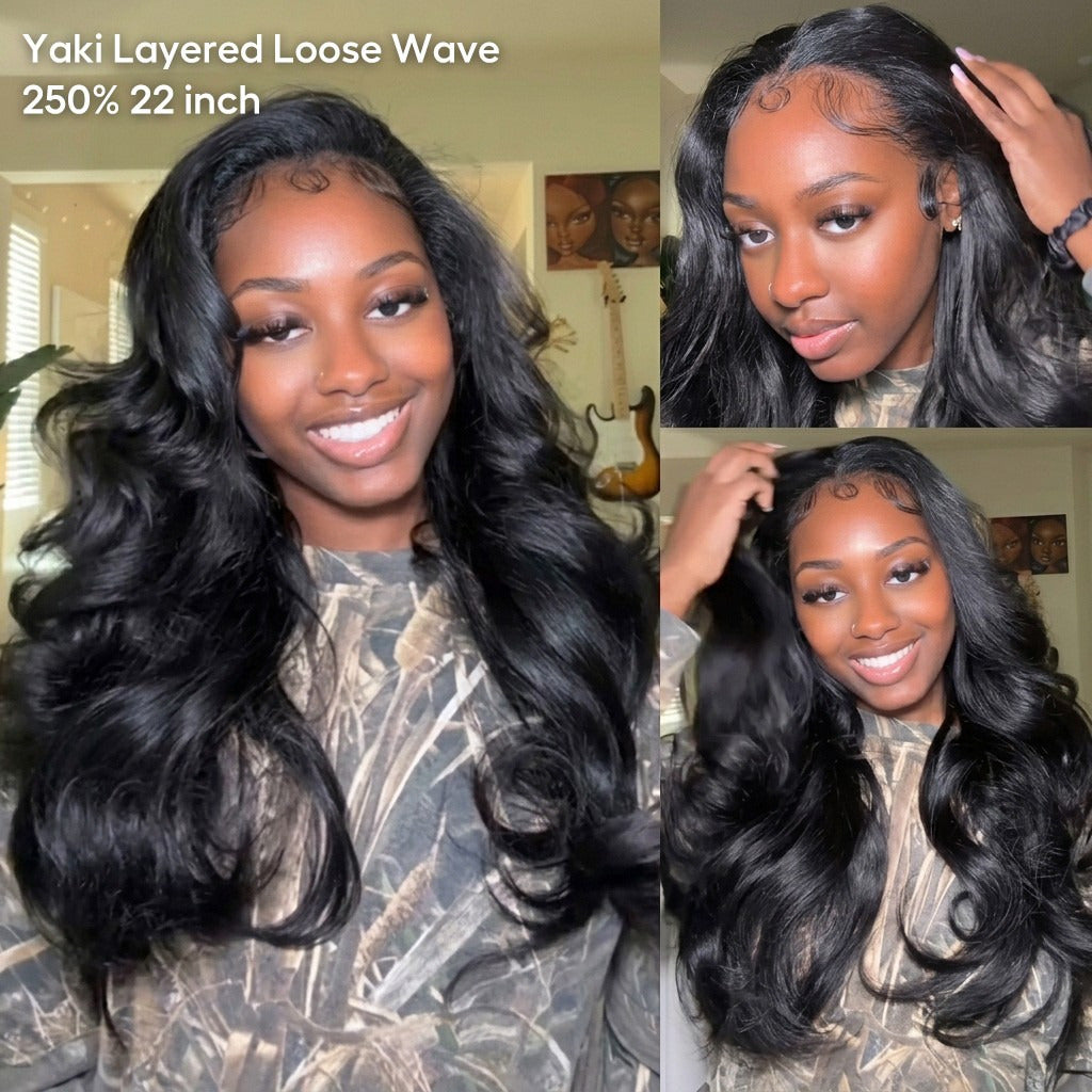 Beluck Pre-Layered Yaki Body Wave Half Wig Flip Over Glueless Drawstring Cap 16-28 Inch Natural Black - 7