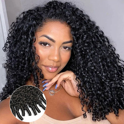 Beluck Raw Burmese Curly Half Wig with Spiral Curly Ends Flip Over V Part 16-26 Inch Natural Black - 1