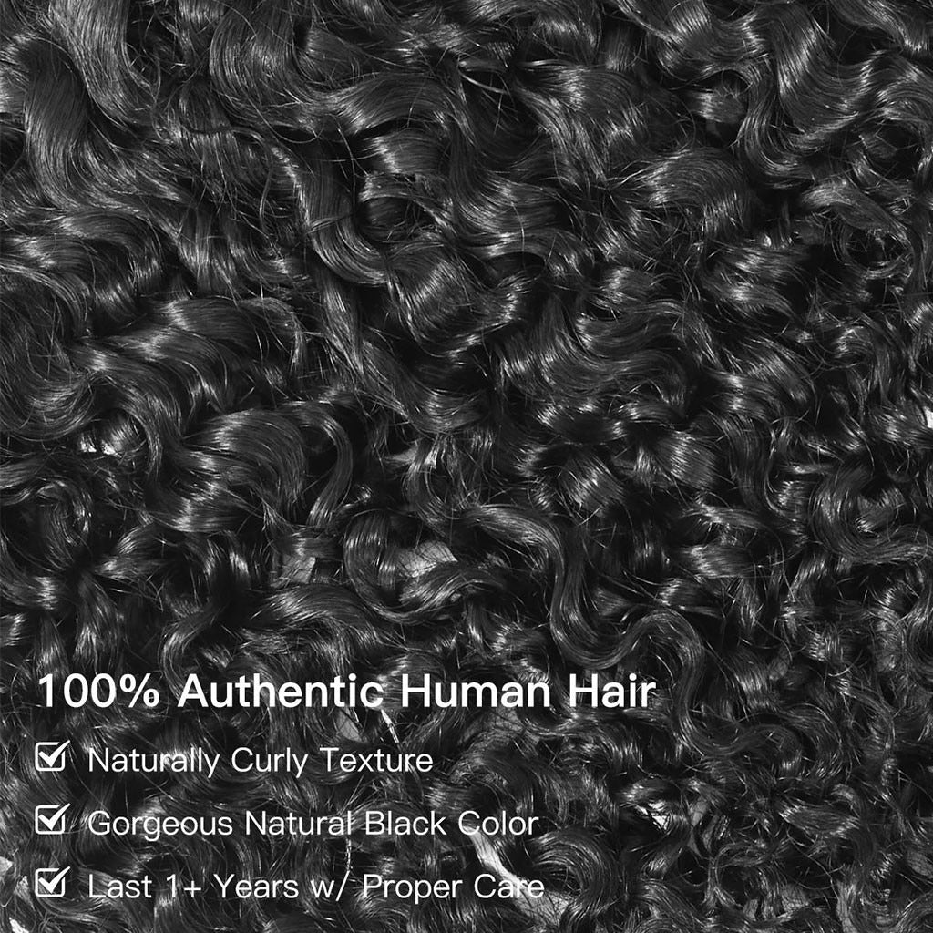 Beluck Raw Burmese Curly Half Wig with Spiral Curly Ends Flip Over V Part 16-26 Inch Natural Black - 17