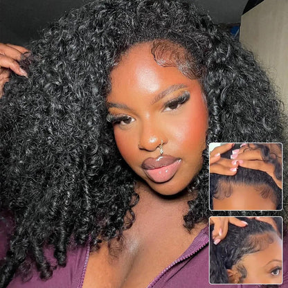 Beluck Raw Burmese Curly Half Wig with Spiral Curly Ends Flip Over V Part 16-26 Inch Natural Black - 6