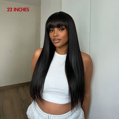 Beluck Straight Throw & Go Wig With Bangs Human Hair 2x4 Lace Front Wig
