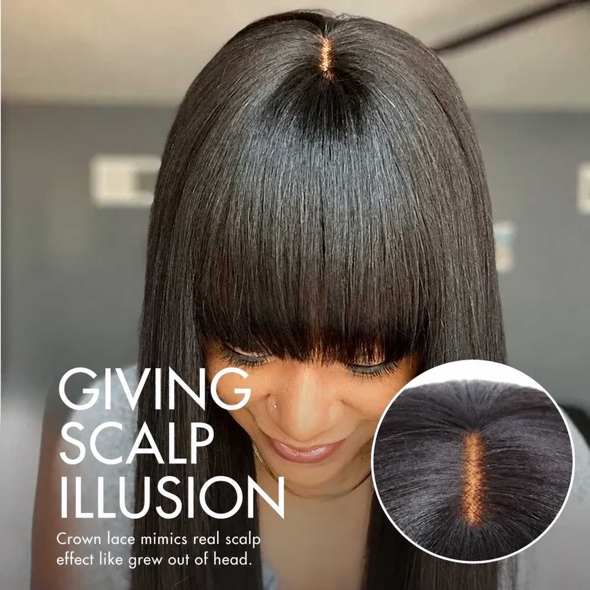 Beluck Straight Throw & Go Wig With Bangs Human Hair 2x4 Lace Front Wig