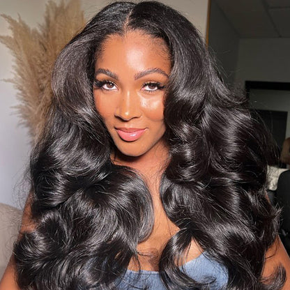 Beluck U Part Butterfly Layered Cut Loose Body Wave Wig Glueless 16-26 Inch Natural Black - 1