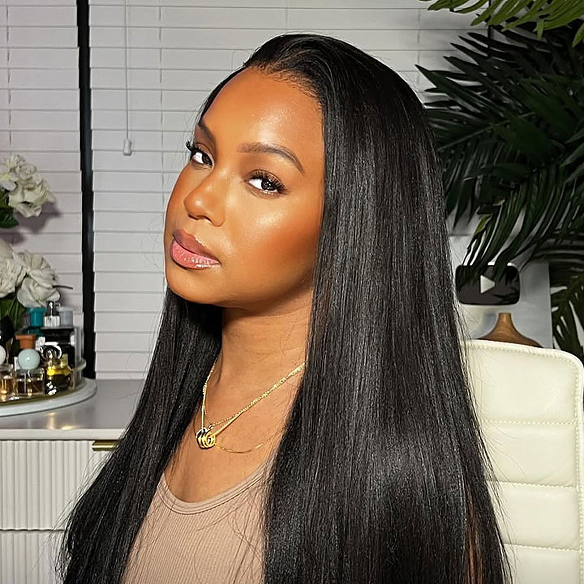 Beluck Yaki Straight U/V Part Wig Natural Colour Glueless 16-26 Inch - 1