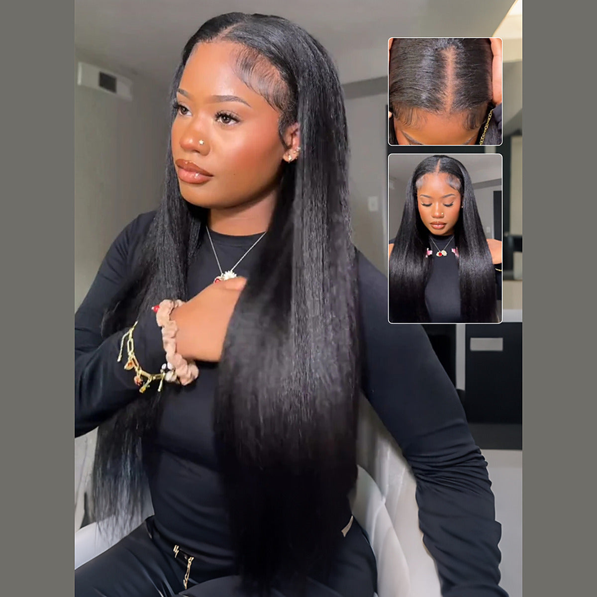 Beluck Yaki Straight U/V Part Wig Natural Colour Glueless 16-26 Inch - 2