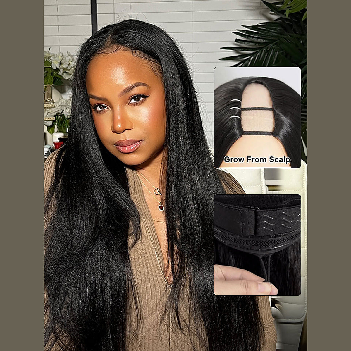 Beluck Yaki Straight U/V Part Wig Natural Colour Glueless 16-26 Inch - 3