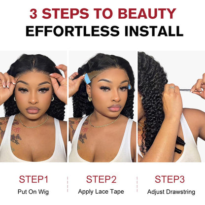 Beluck Hair 13x6 Burmese Curly Wig 250% Pre-Cut HD Lace Frontal Wigs Full End Ear-To-Ear With Invisible Drawstring Wig Wear And Go Glueless Wig Brazilian Human Hair Wigs For Women Natural Color/Chocolate Brown Pre-Plucked & Minimal Knots Hair Lace Wig 15A