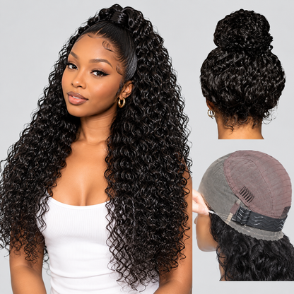 Deep Wave Invisi Strap Snug Fit 360 Transparent Lace Frontal Wig | Pre Cut Lace & Bleached Knots