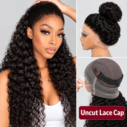 Deep Wave Invisi Strap Snug Fit 360 Transparent Lace Frontal Wig | Pre Cut Lace & Bleached Knots