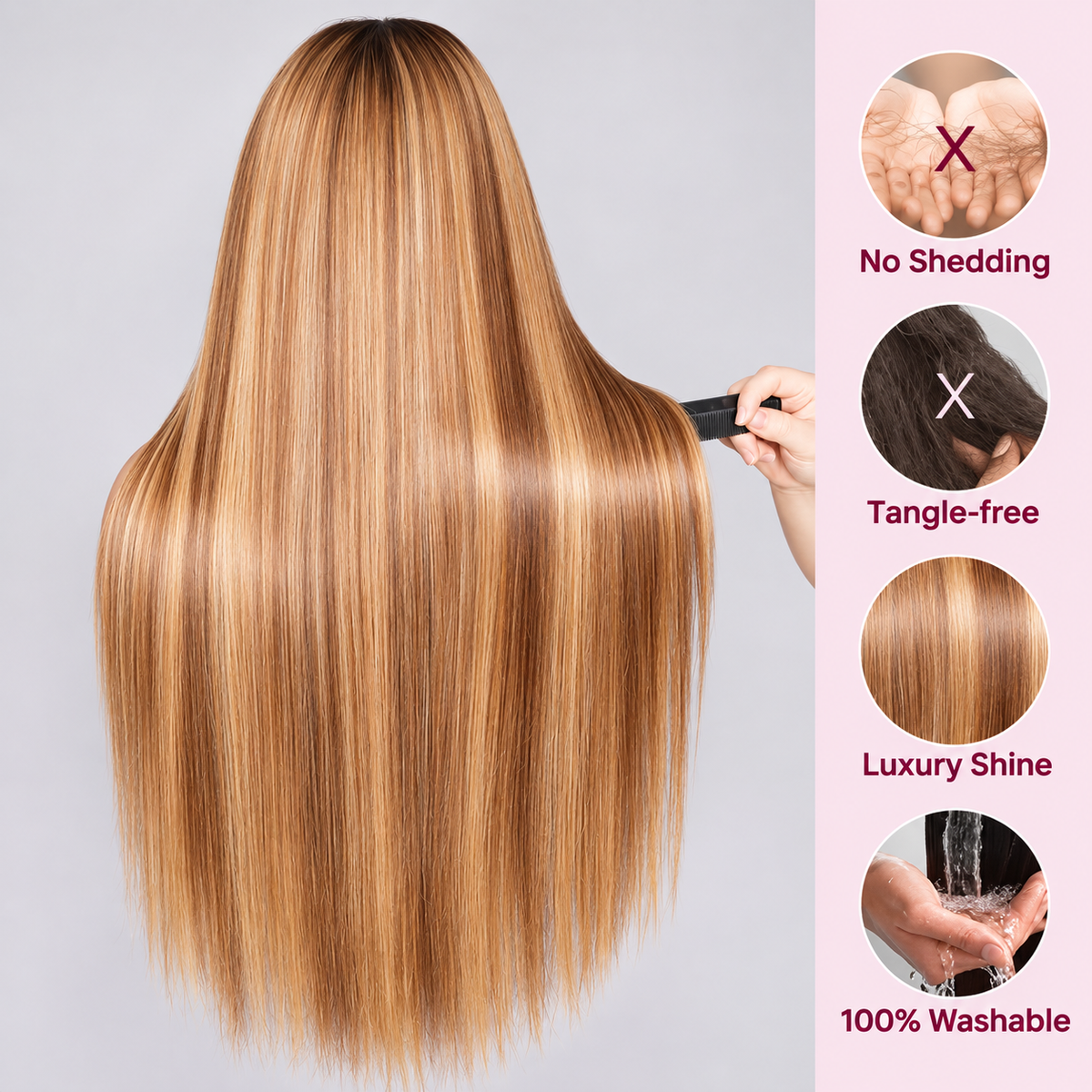 Beluck 6x6 Glueless HD Lace Closure P4/27 Honey Blonde Body Wave Ready to Wear Human Hair Wig