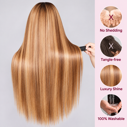 Beluck 6x6 Glueless HD Lace Closure P4/27 Honey Blonde Body Wave Ready to Wear Human Hair Wig