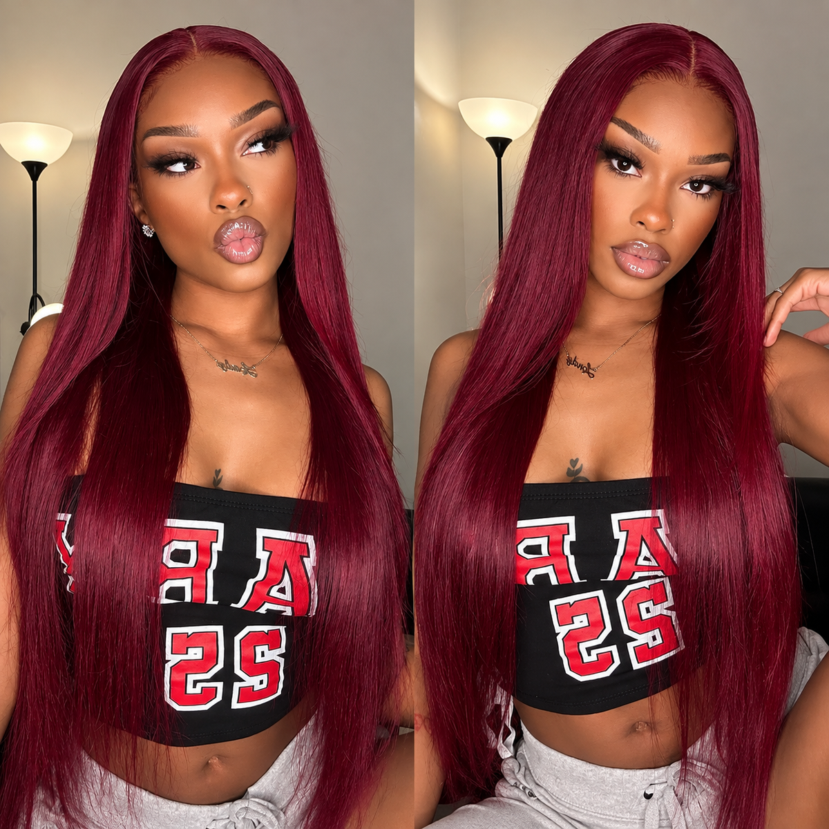 Beluck Luxurious 13x6 HD Lace 99J Burgundy Straight  Pre-Plucked Natural Hairline Human Hair Wig