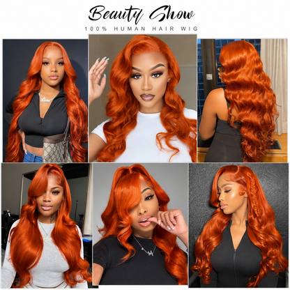 Ginger Orange Body Wave 13x6 Glueless Lace Front Human Hair Wig
