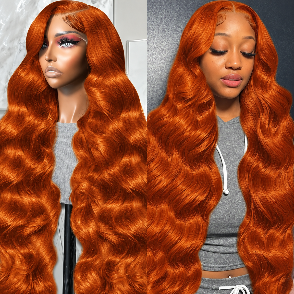 Ginger Orange Body Wave 13x6 Glueless Lace Front Human Hair Wig